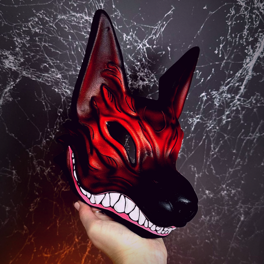 Red and Black Fox Kitsune Mask