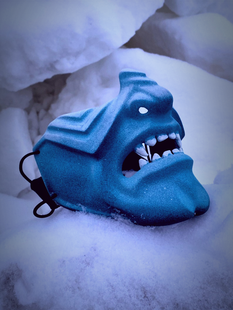 Frost Blue Menpō Samurai Mask