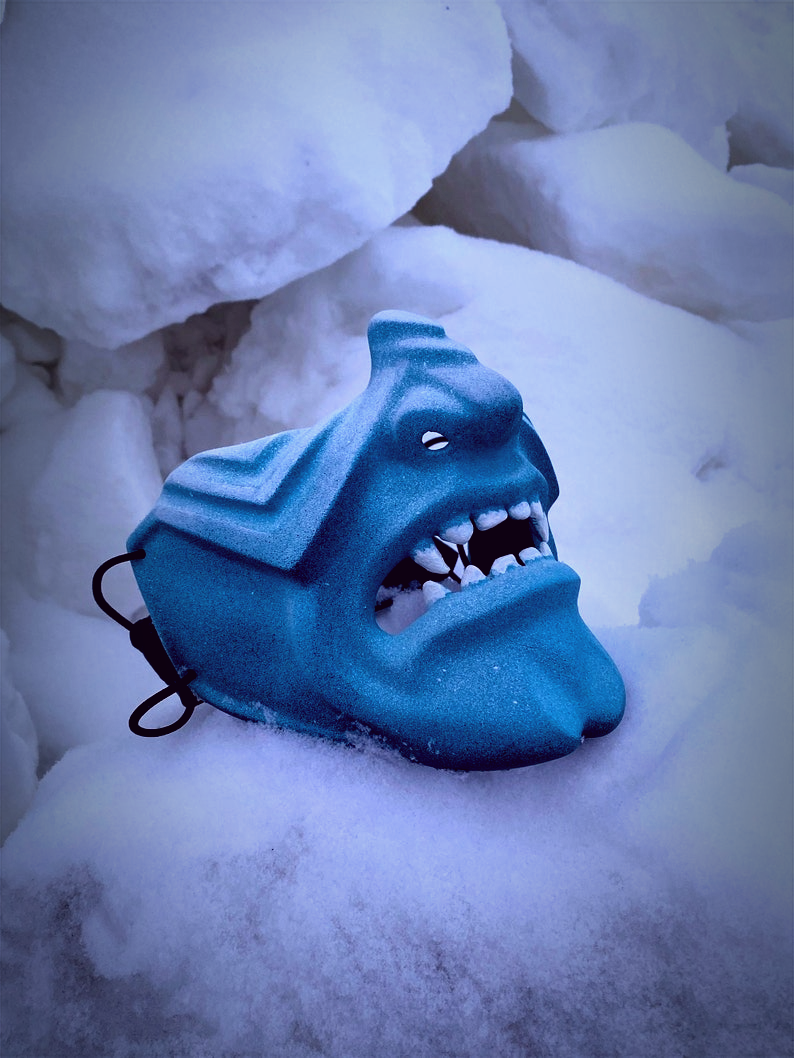 Frost Blue Menpō Samurai Mask